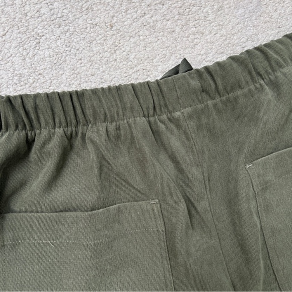 Zara Textured Faux Suede Wide Leg Pants Green Dark Khaki 8372/245/507 Sz XL - Picture 8 of 10